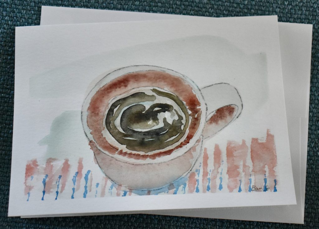 watercolor painting of cup of tea