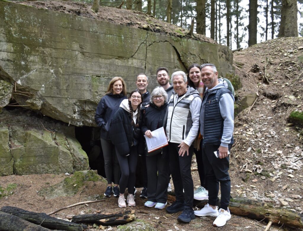 Brussels Bunch (family group) in front of bunker