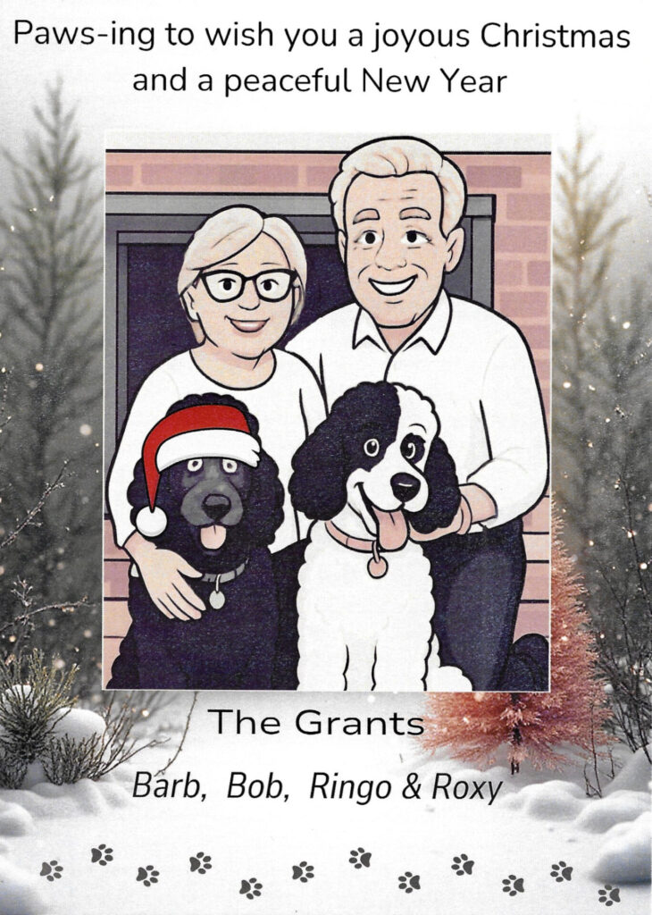 christmas greetings from Barb, Bob, Roxy & Ringo
